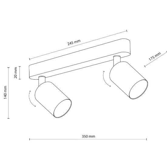 Plafoniera da cucina grigio con 2 faretti orientabili moderna